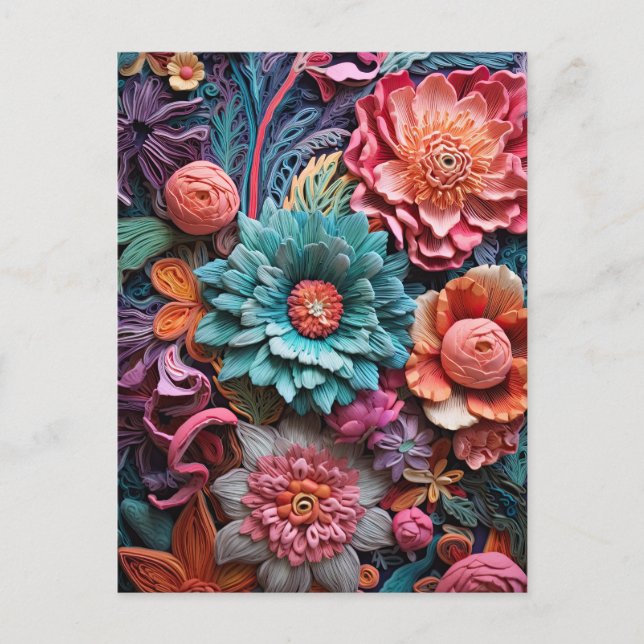 Postal Hermosas Flores Victorianas Florales Elegantes Bon (Anverso)