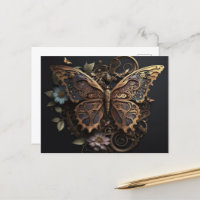 Hermosas flores vintage mariposa Steampunk