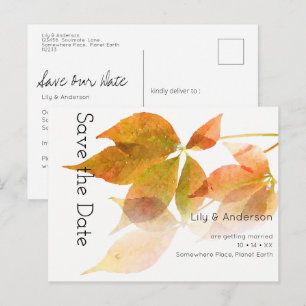 Postal Hermosas hojas de otoño en acuarela modernas Bla