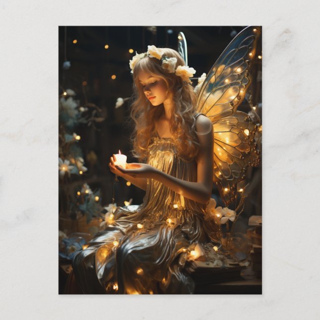 Postal Hermosas luciérnagas de hadas pesadas luciérnagas (Anverso)