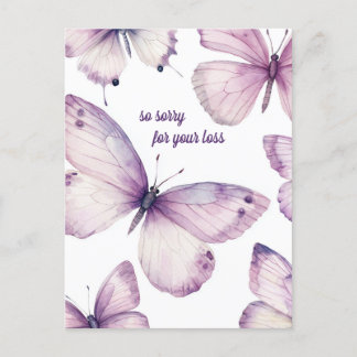 Postal Hermosas mariposas púrpuras lamentan la pérdida