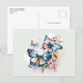 Postal Hermosas mariposas y flores
