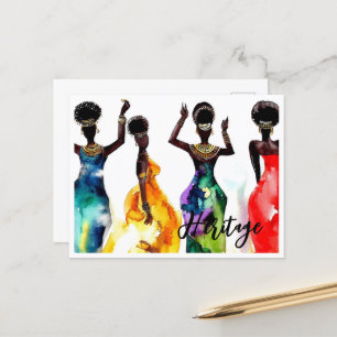 Postal Hermosas mujeres africanas en colorida herencia de