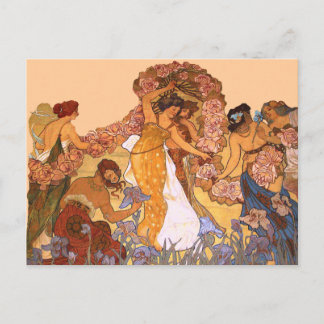 Postal Hermosas mujeres de Art Nouveau con irlandeses y R