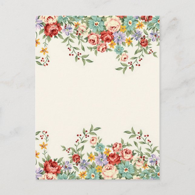 Postal Hermosas y elegantes ramos florales primaverales (Anverso)