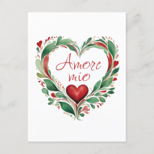 Postal Hermoso amor Wreath Colores italianos