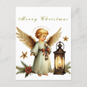 Postal Hermoso Ángel de Navidad Vintage