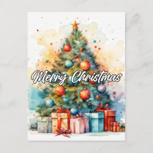 Postal Hermoso árbol de Navidad decorativo festivo