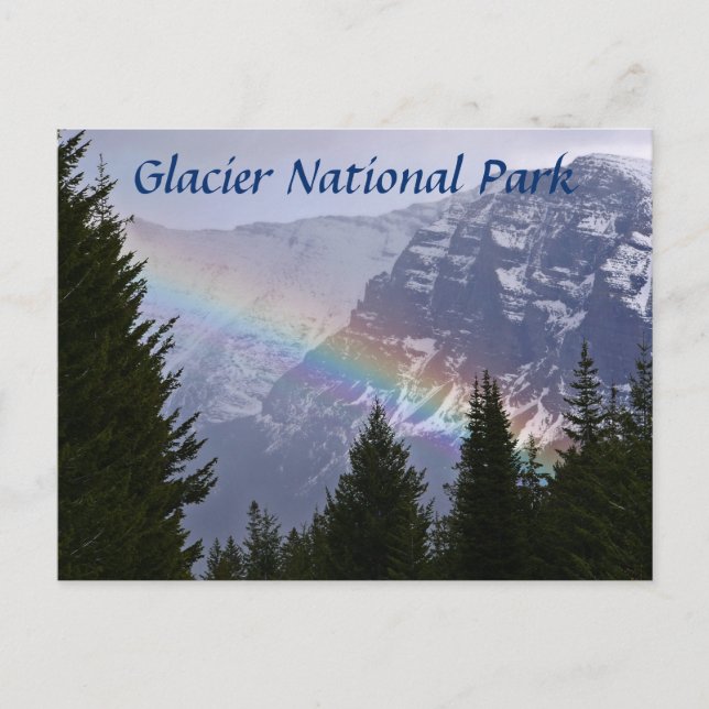 Postal Hermoso arco iris en el Parque Nacional Glaciar (Anverso)