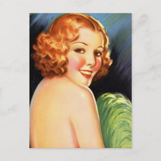 Postal Hermoso Art Deco ● Chica de pinzas antiguas