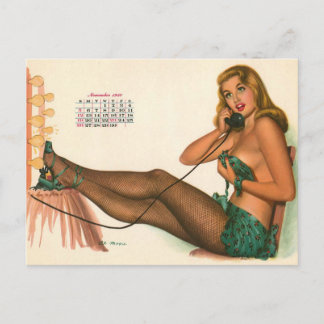 Postal ¡Hermoso! Arte chica vintage de 1950 pines