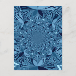 Postal Hermoso Arte de Caleidoscopio Azul Iridescente y E