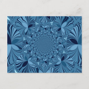Postal Hermoso Arte de Caleidoscopio Azul Iridescente y E