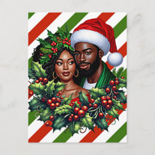 Postal Hermoso arte de corona de Navidad de acebo de pare