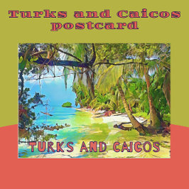 Postal Hermoso arte del paraíso tropical de Turcas y Caic