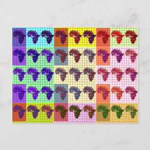 Postal Hermoso arte étnico de mapa africano a cuadros