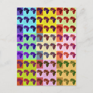 Postal Hermoso arte étnico de mapa africano a cuadros