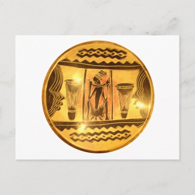 Postal Hermoso asombroso arte étnico dorado africano rojo (Anverso)