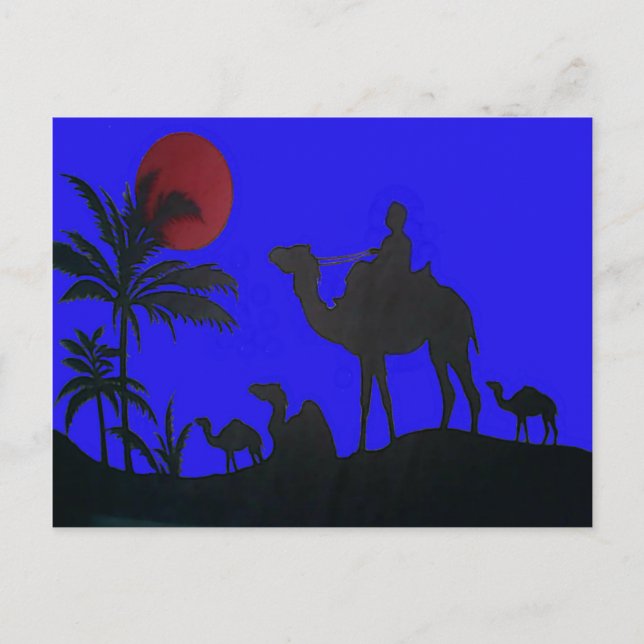 Postal Hermoso asombroso Camello Sunset Safari Art Print (Anverso)