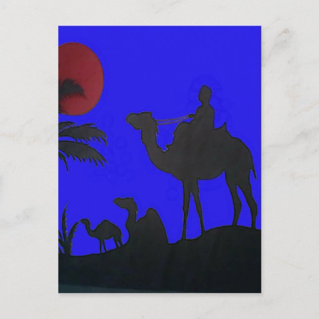 Postal Hermoso asombroso Camello Sunset Safari Art Print (Anverso)