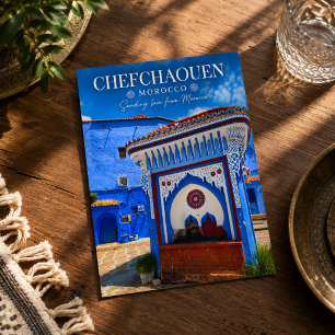 Postal Hermoso Azul Chefchaouen Marruecos Medina Calles
