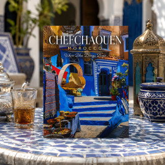 Postal Hermoso Azul Chefchaouen Marruecos Medina Calles