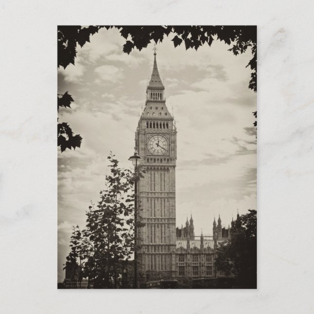 Postal Hermoso Big Ben, Torre del Reloj de Londres (Anverso)