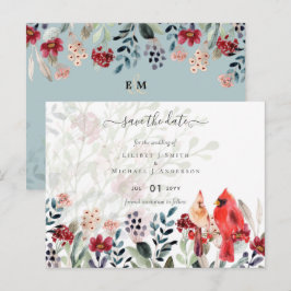 Postal Hermoso Boda de Aves CARDINALES Rojas