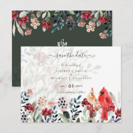 Postal Hermoso Boda de Aves CARDINALES Rojas