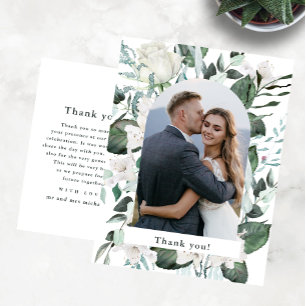 Postal Hermoso Boda de fotografía floral Gracias mensaje