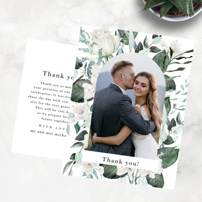 Postal Hermoso Boda de fotografía floral Gracias mensaje (Subido por el creador)