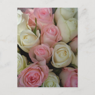 Postal Hermoso Bouquet de flores de rosas blancas rosas
