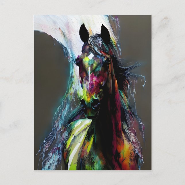 Postal Hermoso caballo alambrado (Anverso)