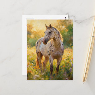 Postal Hermoso caballo Appaloosa en la pradera
