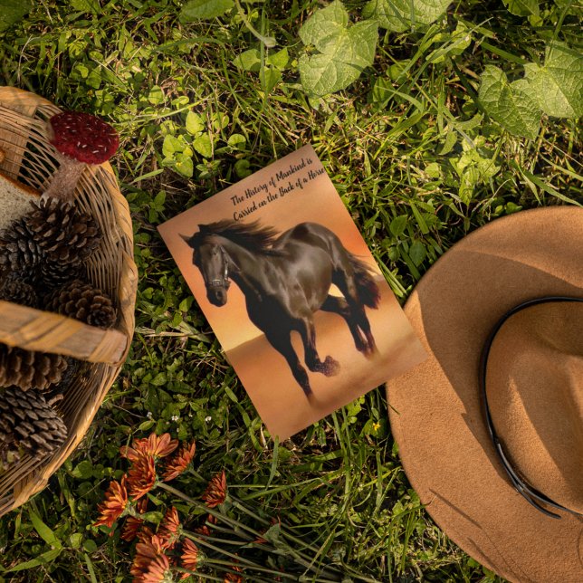 Postal Hermoso Caballo Con El Amanecer Naranja (Subido por el creador)