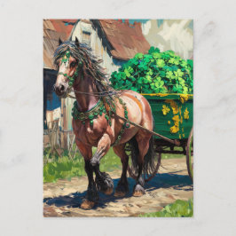 Postal Hermoso caballo lanzando una carga de piedras prec