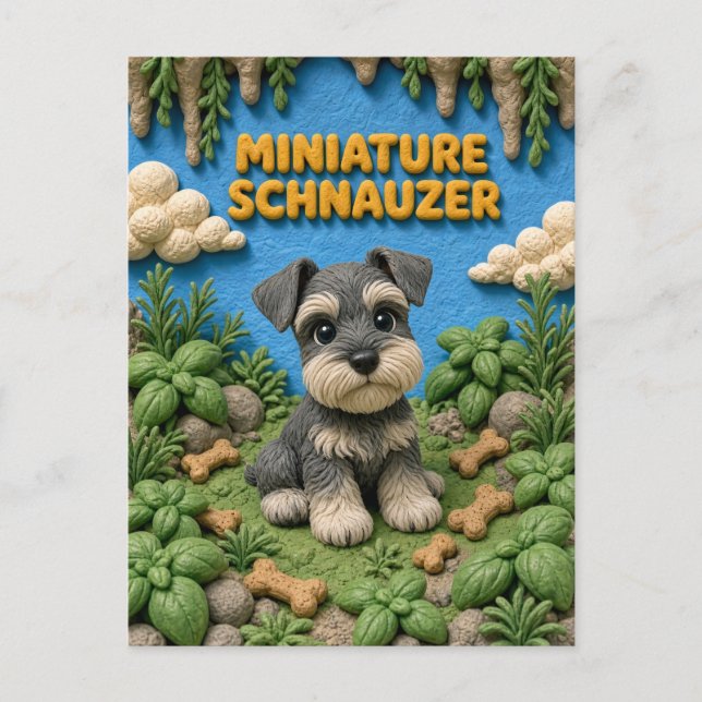 Postal Hermoso cachorro de Schnauzer miniatura, perro beb (Anverso)