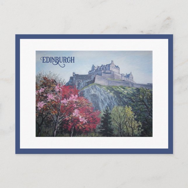 Postal Hermoso castillo de Edimburgo bonnie Scotland art (Anverso)