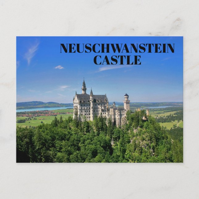 Postal Hermoso castillo Neuschwanstein Baviera Alemania (Anverso)
