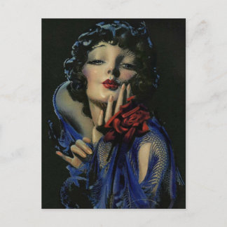 Postal Hermoso chica Art Deco Vintage Pin up