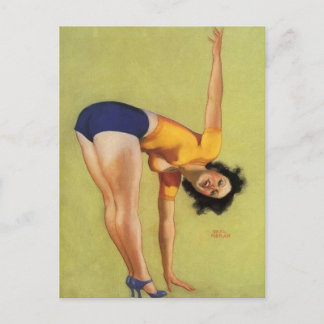 Postal Hermoso chica de anclaje de época