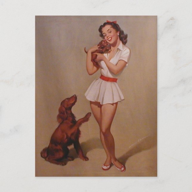 Postal Hermoso chica de anclaje de época (Anverso)