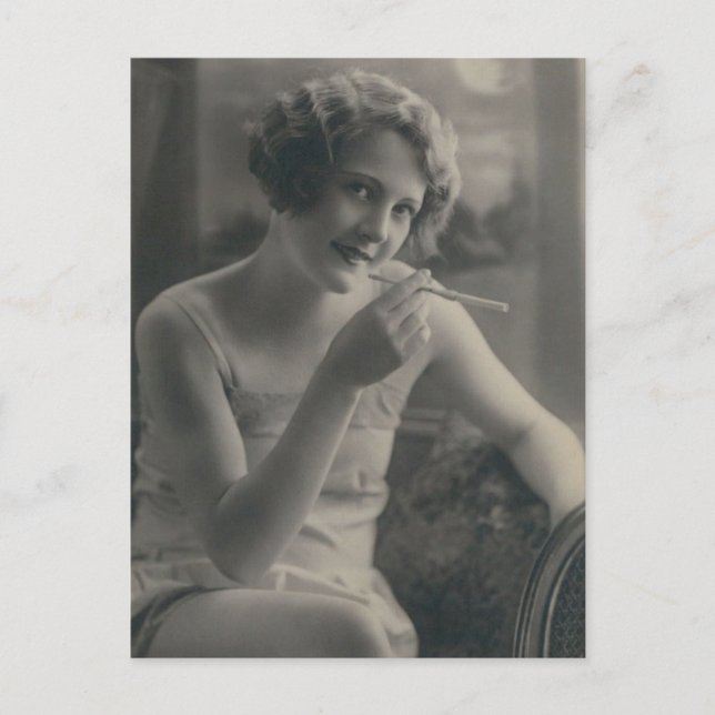 Postal Hermoso chica de los años 20 para fumar flapper. F (Anverso)