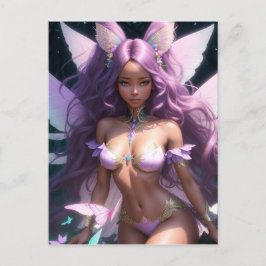 Postal Hermoso Chica negro pelo morado de piel de hadas