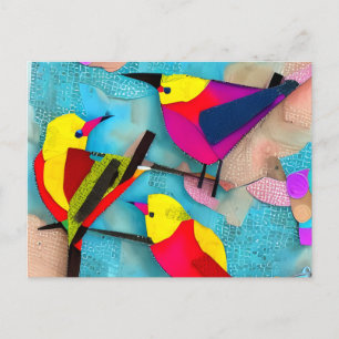 Postal Hermoso Collage de aves