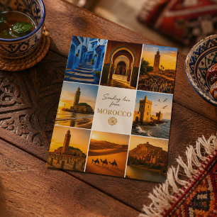 Postal Hermoso collage de viaje de Marruecos Souvenir