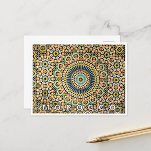 Postal Hermoso colorido mosaico marroquí Zellij