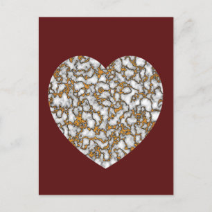 Postal Hermoso corazón de textura de mármol blanco y oro