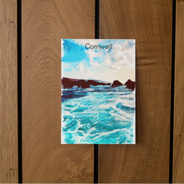 Postal Hermoso Cornwall Inglaterra Paisaje costero britán (cornwall ocean waves postcard)