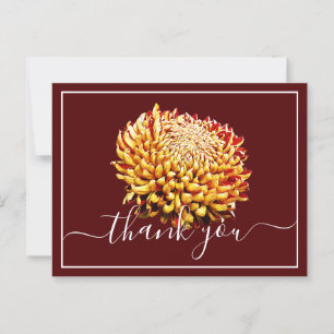 Postal Hermoso Crisantema Amarillo Y Rojo Gracias